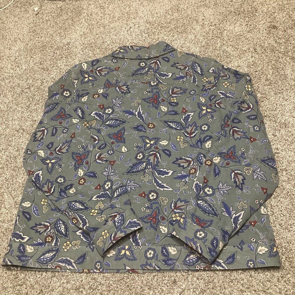 Appleseeds Jacket Womens XL Green Floral Cotton Button Up Collared - Picture 8 of 8